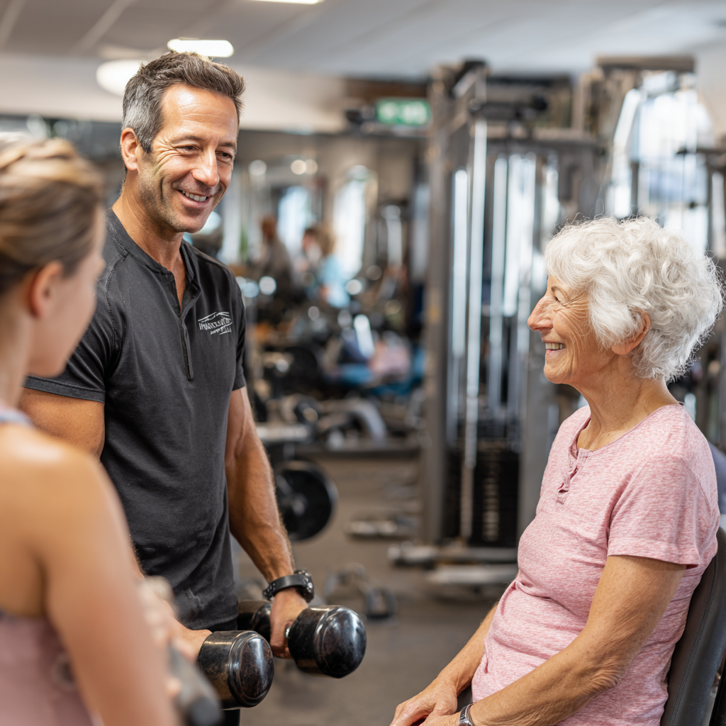 Група людей різного віку займається фітнесом разом